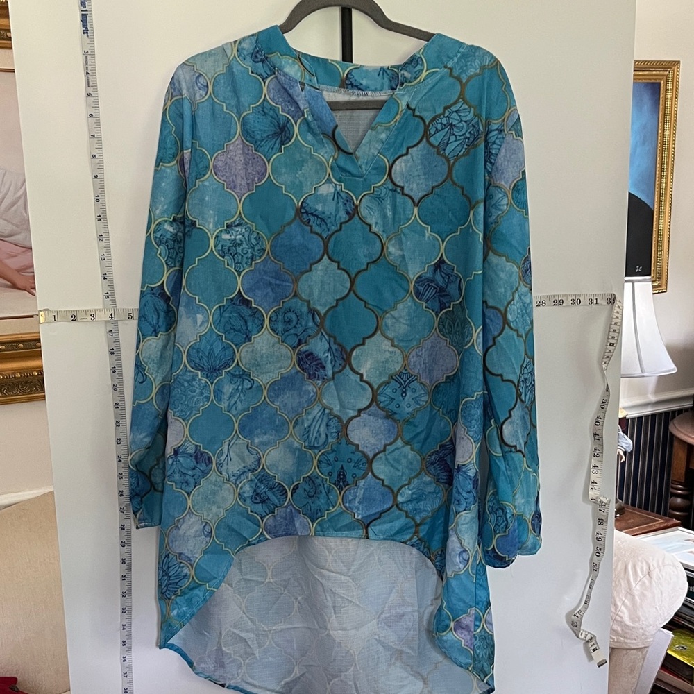 Blue Patterned Women's Beachy Top